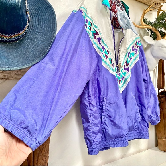 Nordic vibe windbreaker boho vintage jacket w southwestern county. Cabin vibe - Picture 7 of 13